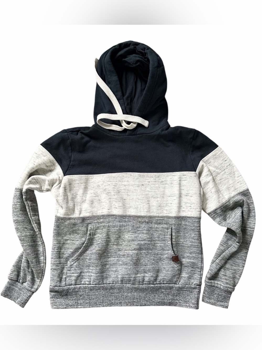 Women’s Colorblock Hooded Pullover Sweatshirt - Navy & Gray